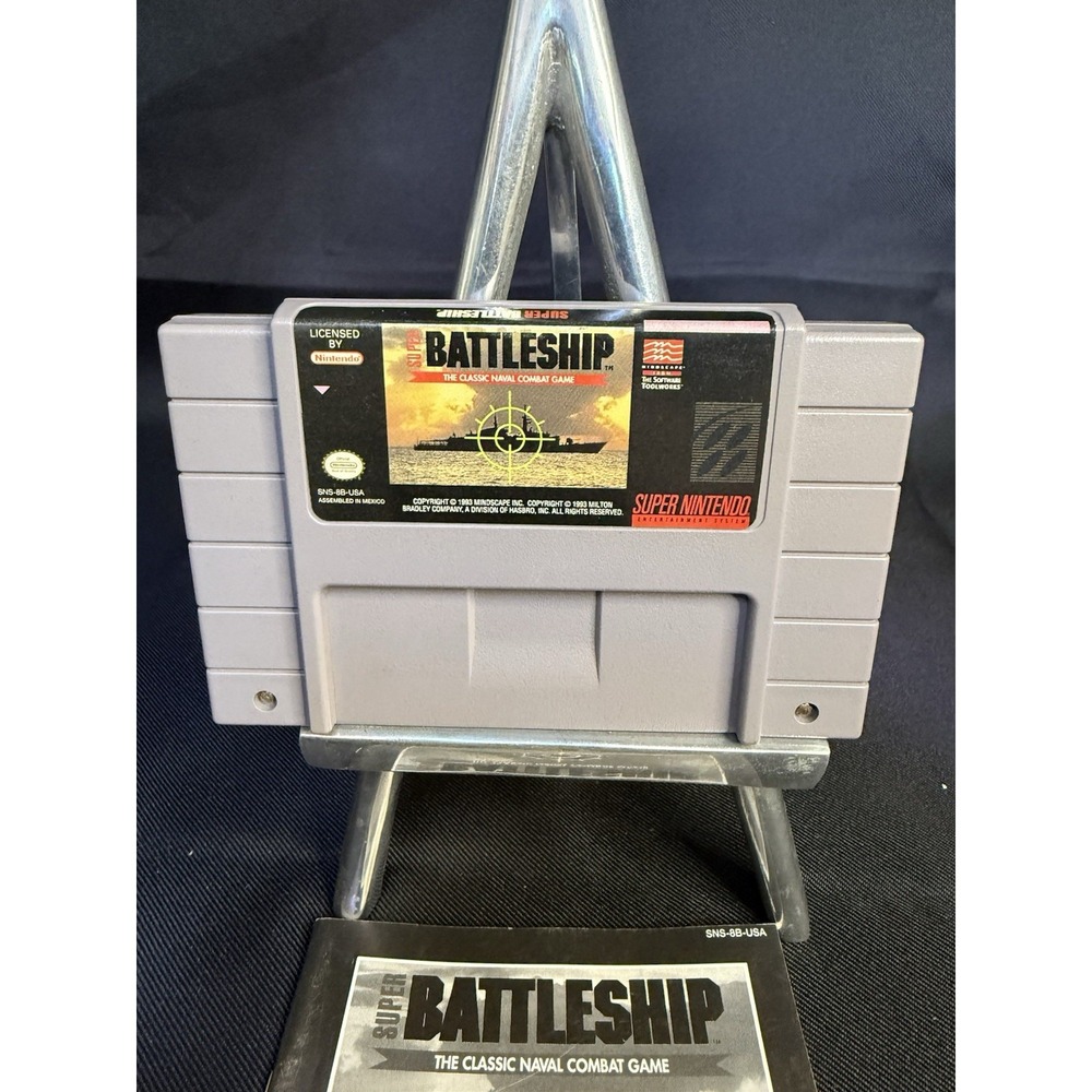 Super Battleship SNES Super Nintendo Game Cartridge and Manual 1993 Tested